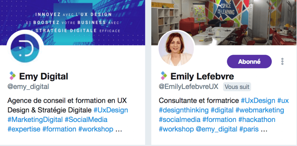Présentation d'Emy Digital et d'Emily Lefebvre sur Linkedin